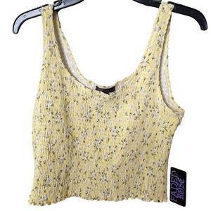 Faded Rose Floral Crop Top Yellow NWT Large